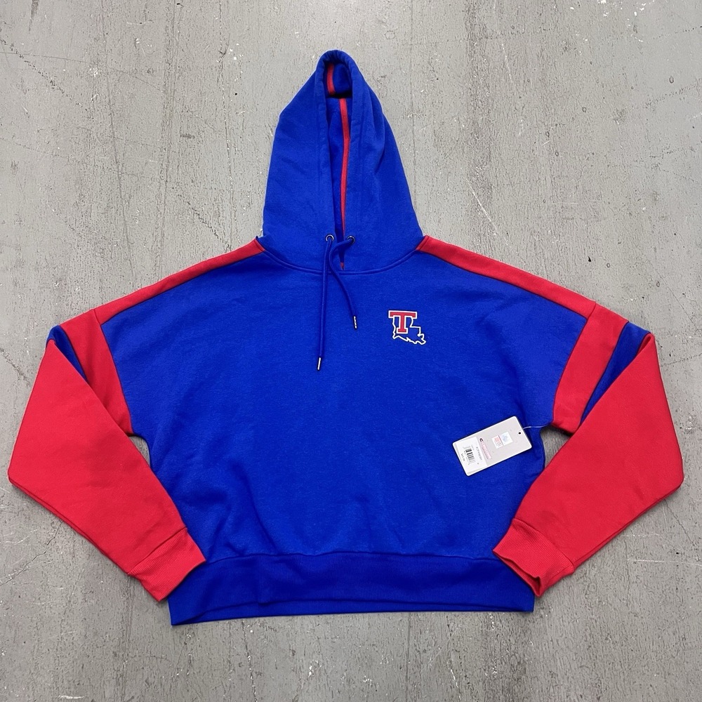 Colosseum Louisiana Tech Bulldogs Women's Cropped‎ Hoodie Blue Red Size Large